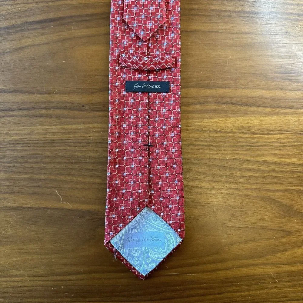 John W. Nordstrom Red Geometric Silk Tie